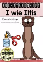 Vorschau - Mal- und Bastelvorlagen - Buchstabentier I wie Iltis – Buchstabenheft Grundschule (Klasse 1) | Buchstabeneinführung, Bastelvorlage & Anfangsunterricht - Deckblatt