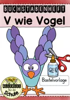 Vorschau - Mal- und Bastelvorlagen - Buchstabentier V wie Vogel – Buchstabenheft Grundschule (Klasse 1) | Buchstabeneinführung, Bastelvorlage & Anfangsunterricht - Deckblatt