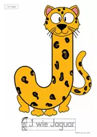 Vorschau - Mal- und Bastelvorlagen - Buchstabentier J wie Jaguar – Buchstabenheft Grundschule (Klasse 1) | Buchstabeneinführung, Bastelvorlage & Anfangsunterricht - Seite 1