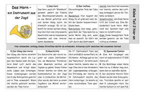 Vorschau - Arbeitsblätter - Das Horn erklärt (Leporello, Arbeitsblatt, Lösung) - Seite 1