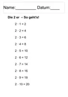 Vorschau - Arbeitsblätter - Multiplikation - die 2 er-Reihe - Seite 2