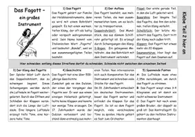 Vorschau - Arbeitsblätter - Fagott erklärt (Leporello, Text, Aufgabe, Lösung) - Deckblatt
