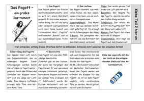 Vorschau - Arbeitsblätter - Fagott erklärt (Leporello, Text, Aufgabe, Lösung) - Seite 1