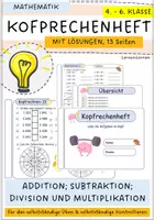 Vorschau - Arbeitsblätter - Kopfrechenheft zu den Grundrechenarten - Deckblatt