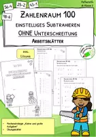 Vorschau - Stationenlernen - Zahlenraum 100 – Einstelliges Subtrahieren ohne Unterschreitung – 10 Rechenspiele + Arbeitsblätter - Seite 1