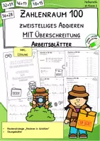 Vorschau - Arbeitsblätter - Addition im Zahlenraum 100 – zweistellig mit Übergang | Klasse 2–3 - Deckblatt