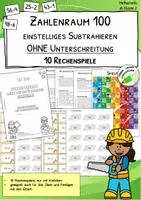 Vorschau - Spiele - 10 Rechenspiele für Subtraktion im Zahlenraum 100 – Einstellig ohne Zehnerübergang - Deckblatt