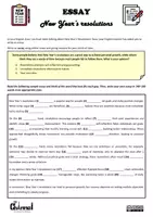 Vista previa - Hojas de trabajo - NEW YEAR’S RESOLUTIONS – Essay (Open cloze & Writing) - página 1