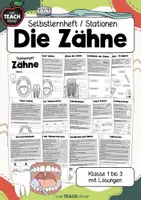 Vorschau - Arbeitsblätter - Unsere Zähne - Selbstlernheft / Stationen /Werkstatt - Deckblatt