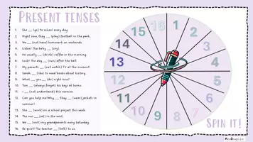 Vorschau - Arbeitsblätter - Spin it meets grammar! Present tenses (Prüfung) - Seite 1