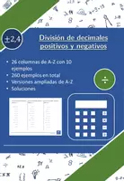 Vista previa - Hojas de trabajo - División de decimales positivos y negativos | matemáticas | 26 columnas - Portada