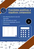 Vista previa - Hojas de trabajo - Fracciones positivas y negativas compuestas | matemáticas | 26 columnas - Portada