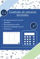 Vista previa - Hojas de trabajo - Cuadrado de números decimales | matemáticas | 26 columnas - Portada