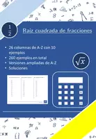 Vista previa - Hojas de trabajo - Raíz cuadrada de fracciones | matemáticas | 26 columnas - Portada
