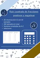 Vista previa - Hojas de trabajo - Raíz cuadrada de fracciones positivas y negativas | matemáticas | 26 columnas - Portada