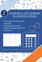 Vista previa - Hojas de trabajo - Cuadrado y raíz cuadrada de números enteros | matemáticas | 26 columnas - Portada