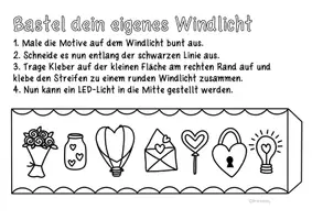 Vorschau - Mal- und Bastelvorlagen - Muttertag & Valentinstag Windlichter zum Ausmalen & Basteln - Seite 1