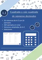 Vista previa - Hojas de trabajo - Cuadrado y raíz cuadrada de números decimales | matemáticas | 26 columnas - Portada