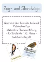 Vorschau - Bildkarten - Kurzgeschichte von Schwalbe Leila und Rotkehlchen Rudi - Sachunterricht Klasse 1 - Deckblatt