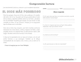 Vista previa - Hojas de trabajo - Ejercicios de comprensión lectora de mitología griega - página 3