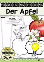 Vorschau - Arbeitsblätter - Apfel: Vorwissenserhebung zur Unterrichtsreihe "Der Apfel" (Jahrgangsstufe 1/2) - Deckblatt