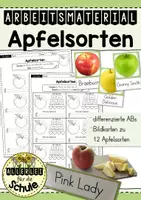 Vorschau - Arbeitsblätter - Apfel: Apfelsorten Grundschule – Arbeitsblätter & Bildkarten (Klasse 1–2) | Sachunterricht - Deckblatt