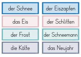 Vorschau - Merkblätter - Winterwörter | Nomen, Verben, Adjektive | Wortkarten - Seite 1