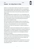 Vorschau - Arbeitsblätter - Den Ramadan verstehen und reflektieren - Deckblatt