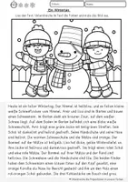 Vorschau - Arbeitsblätter - Leseübung: Lesen Verstehen Malen Winter (Klasse 2, 3, 4, DaZ) differenzierte - Seite 1