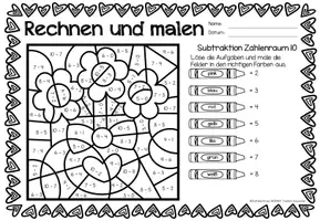 Aperçu - Feuilles d'exercices - Rechen-Mal-Blätter - Subtraktion ZR 10 (Valentinstag) Saint Valentin Soustraction Mathématiques Allemand - Page 2