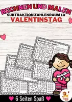 Aperçu - Feuilles d'exercices - Rechen-Mal-Blätter - Subtraktion ZR 10 (Valentinstag) Saint Valentin Soustraction Mathématiques Allemand - Page de couverture
