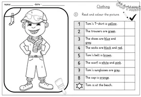 Vorschau - Arbeitsblätter - Read and Colour- Clothing- dreifach differenziertes sinnentnehmendes Lesen im Englischunterricht - Seite 1