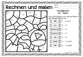 Voorbeeld - Rechen-Mal-Blätter - Multiplikation (Ostern) Pasen Wiskunde Duits - Pagina 2