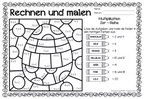 Voorbeeld - Rechen-Mal-Blätter - Multiplikation (Ostern) Pasen Wiskunde Duits - Pagina 3