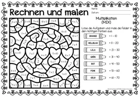 Aperçu - Feuilles d'exercices - Rechen-Mal-Blätter - Multiplikation (Tag der Erde) April Jour de la Terre Avril Multiplications Mathématiques Allemand - Page 2