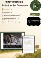Vorschau - Stundenentwürfe - Unterrichtsstunde: Bedeutung der Spinnentiere - Deckblatt