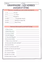 Vorschau - Arbeitsblätter - Grammaire les verbes avoir et être avec corrections - haben und sein Französisch - Deckblatt