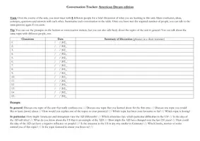 Vorschau - Arbeitsblätter - Conversation Tracker - American Dream edition - Seite 1