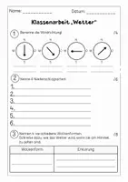 Vorschau - Test - Klassenarbeit/Lernstandserhebung "Wetter" - Klasse 3/4 - Seite 1