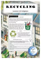 Vorschau - Arbeitsblätter - Was ist Recycling? Lesetext mit Aufgaben - Deckblatt
