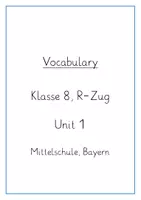 Vorschau - Arbeitsblätter - Vokabeln, Blue Line 4 R-Zug, Unit 1 - Deckblatt
