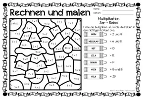 anteprima - Esercizi - Rechen-Mal-Blätter - Multiplikation (Winter) Inverno Moltiplicazione Matematica Tedesco - Pagina 3