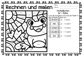 anteprima - Esercizi - Rechen-Mal-Blätter - Multiplikation (Frühling) Primavera Moltiplicazione Matematica Tedesco - Pagina 2