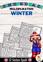 Vista previa - Manualidades / Dibujos para colorear - Rechen-Mal-Blätter - Multiplikation (Winter) Invierno Multiplicación Matemáticas Alemán - Portada