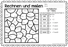 Aperçu - Feuilles d'exercices - Rechen-Mal-Blätter - Multiplikation (Herbst) Automne Multiplications Mathématiques Allemand - Page 2