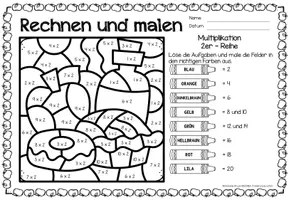 Aperçu - Feuilles d'exercices - Rechen-Mal-Blätter - Multiplikation (Herbst) Automne Multiplications Mathématiques Allemand - Page 3