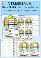 Vorschau - Arbeitsblätter - Verbenbaum, Verben konjugieren, 160 Wörter, Personalform, A4 + mehr - Deckblatt