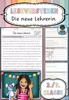 Vorschau - Arbeitsblätter - Leseverstehen - Die neue Lehrerin - Deutsch 2. und 3. Klasse - Deckblatt