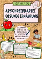 Vorschau - Arbeitsblätter - Abschreibkartei - gesunde Ernährung und Bewegung (Klasse 2/3/4) Rechtschreibung / Schrift verbessern / DAZ - Deckblatt