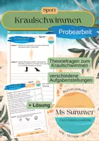 Vorschau - Klassenarbeiten - Sport - Kraulschwimmen Probearbeit mit Lösung - Deckblatt